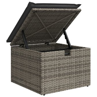 Tuinkruk met kussen 55x55x37 cm poly rattan grijs