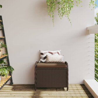 Tuinkruk met kussen 58x46x46 cm poly rattan bruin