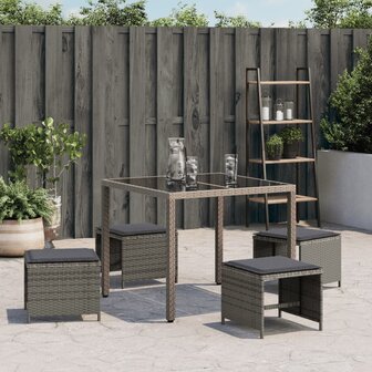 Tuinkrukken 4 st met kussens 41x41x36 cm poly rattan grijs