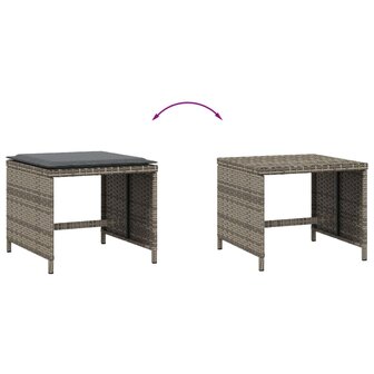 Tuinkrukken 4 st met kussens 41x41x36 cm poly rattan grijs