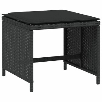 Tuinkrukken 4 st met kussens 41x41x36 cm poly rattan zwart