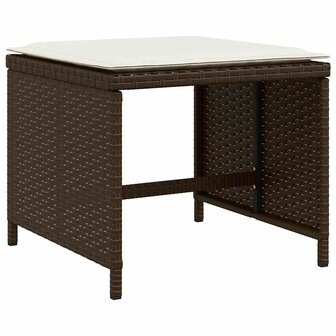 Tuinkrukken 4 st met kussens 41x41x36 cm poly rattan bruin