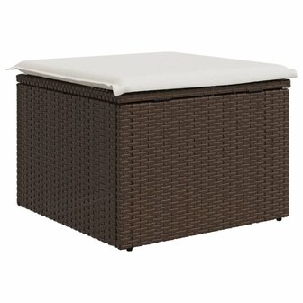 Tuinkruk met kussen 55x55x37 cm poly rattan bruin