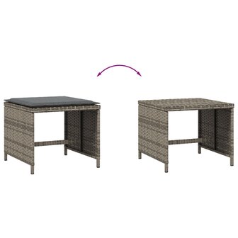Tuinkrukken 4 st met kussens 40x40x35 cm poly rattan grijs