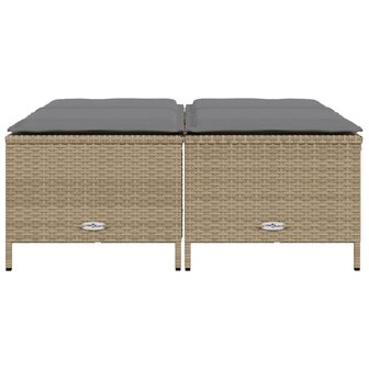 Tuinkrukken met kussens 4 st poly rattan beige