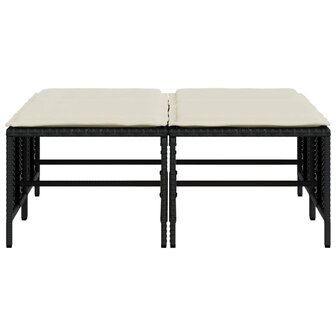 Tuinkrukken met kussens 4 st poly rattan zwart