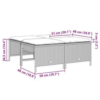Tuinkrukken met kussens 4 st poly rattan beige