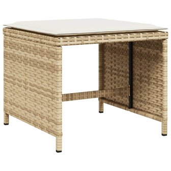 Tuinkrukken 4 st met kussens 40x40x35 cm poly rattan beige