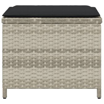 Tuinkrukken 4 st met kussens 40x40x35 cm poly rattan lichtgrijs