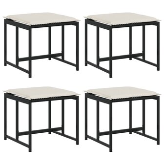 Tuinkrukken met kussens 4 st poly rattan zwart