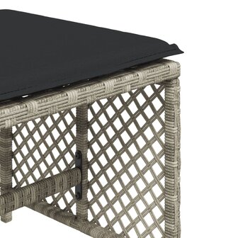Tuinkrukken 4 st met kussens 41x41x36 cm poly rattan lichtgrijs