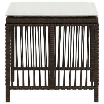 Tuinkrukken 4 st met kussens 41x41x36 cm poly rattan bruin