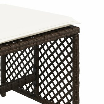 Tuinkrukken 4 st met kussens 41x41x36 cm poly rattan bruin