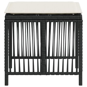 Tuinkrukken 4 st met kussens 41x41x36 cm poly rattan zwart