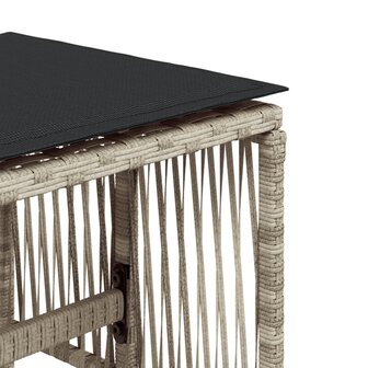 Tuinkrukken 4 st met kussens 41x41x36 cm poly rattan lichtgrijs