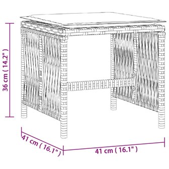 Tuinkrukken 4 st met kussens 41x41x36 cm poly rattan lichtgrijs