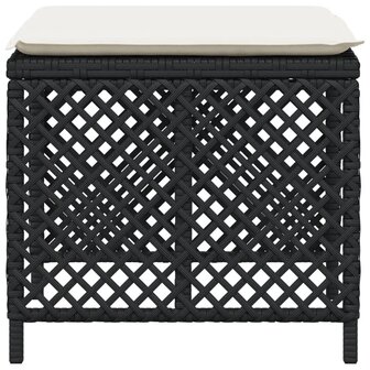 Tuinkrukken 4 st met kussens 41x41x36 cm poly rattan zwart