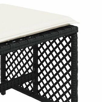 Tuinkrukken 4 st met kussens 41x41x36 cm poly rattan zwart