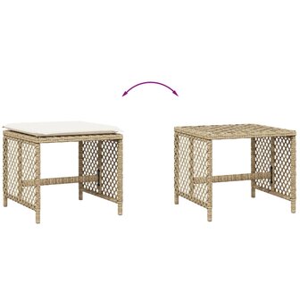 Tuinkrukken 4 st met kussens 41x41x36 cm poly rattan beige