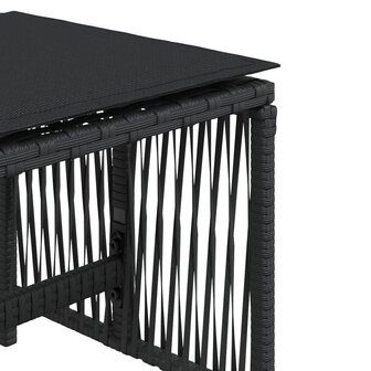 Tuinkrukken 4 st met kussens 41x41x36 cm poly rattan zwart