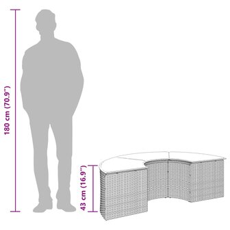 Tuinvoetenbank met kussen poly rattan grijs