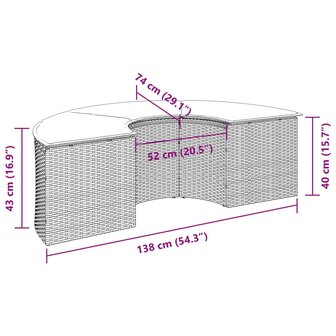 Voetensteun met kussen poly rattan zwart