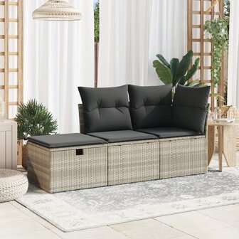 Tuinkruk met kussen 55x55x37 cm poly rattan lichtgrijs