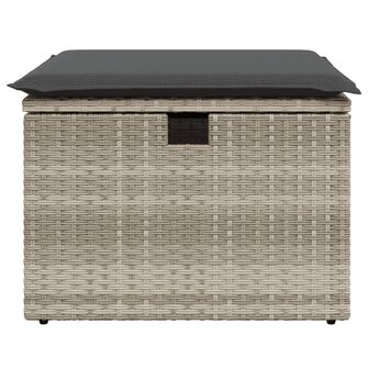 Tuinkruk met kussen 55x55x37 cm poly rattan lichtgrijs