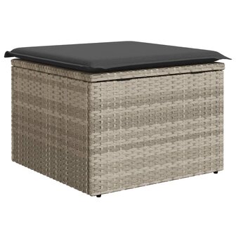 Tuinkruk met kussen 55x55x37 cm poly rattan lichtgrijs