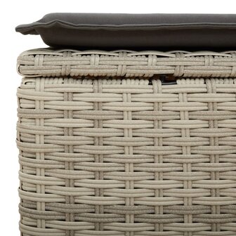 Tuinkruk met kussen 55x55x37 cm poly rattan lichtgrijs