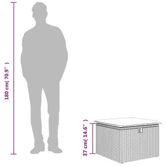 Tuinkruk met kussen 55x55x37 cm poly rattan lichtgrijs