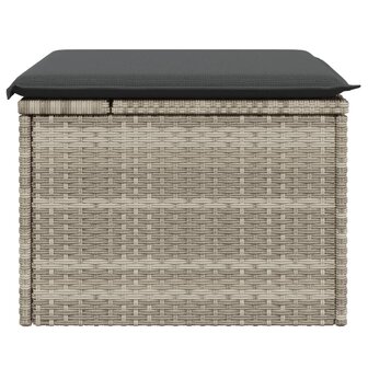 Tuinkruk met kussen 55x55x37 cm poly rattan lichtgrijs