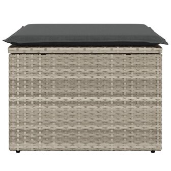 Tuinkruk met kussen 55x55x37 cm poly rattan lichtgrijs