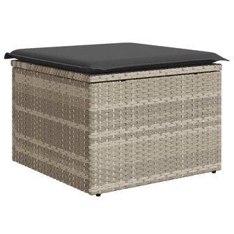 Tuinkruk met kussen 55x55x37 cm poly rattan lichtgrijs