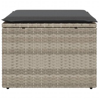 Tuinkruk met kussen 55x55x37 cm poly rattan lichtgrijs