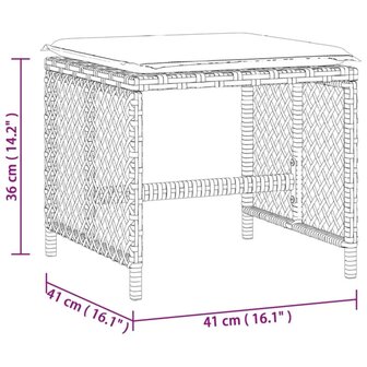 Tuinkrukken 4 st kussens 41x41x36 cm poly rattan gemengd beige