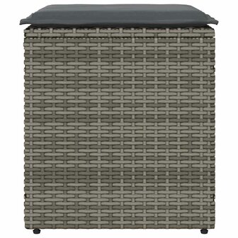 Tuinkrukken met kussens 2 st 40x40x43 cm poly rattan grijs