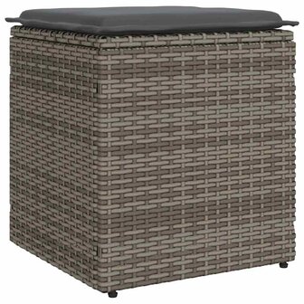 Tuinkrukken met kussens 2 st 40x40x43 cm poly rattan grijs