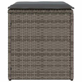 Tuinkrukken met kussens 2 st 40x40x43 cm poly rattan grijs