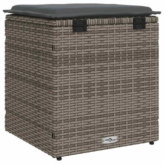 Tuinkrukken met kussens 2 st 40x40x43 cm poly rattan grijs