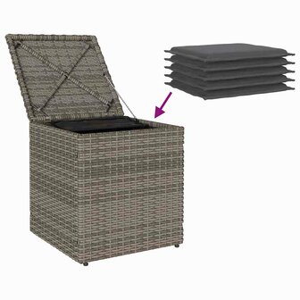 Tuinkrukken met kussens 2 st 40x40x43 cm poly rattan grijs