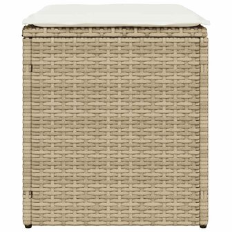 Tuinkrukken met kussens 2 st 40x40x43 cm poly rattan beige