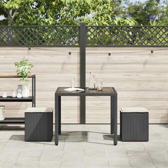 Tuinkrukken met kussens 2 st 40x40x43 cm poly rattan zwart