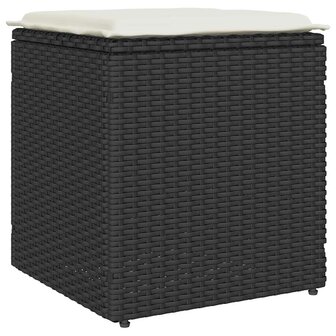 Tuinkrukken met kussens 2 st 40x40x43 cm poly rattan zwart