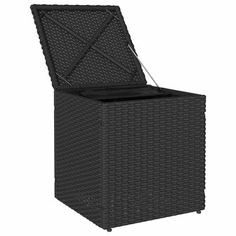 Tuinkrukken met kussens 2 st 40x40x43 cm poly rattan zwart