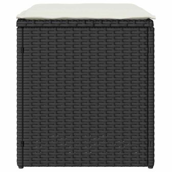 Tuinkrukken met kussens 2 st 40x40x43 cm poly rattan zwart
