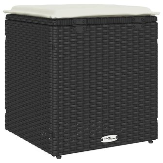 Tuinkrukken met kussens 2 st 40x40x43 cm poly rattan zwart