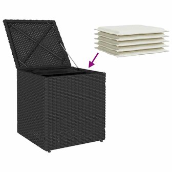 Tuinkrukken met kussens 2 st 40x40x43 cm poly rattan zwart