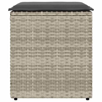 Tuinkrukken met kussens 2 st 40x40x43 cm poly rattan lichtgrijs