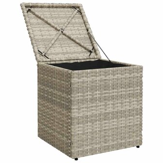 Tuinkrukken met kussens 2 st 40x40x43 cm poly rattan lichtgrijs